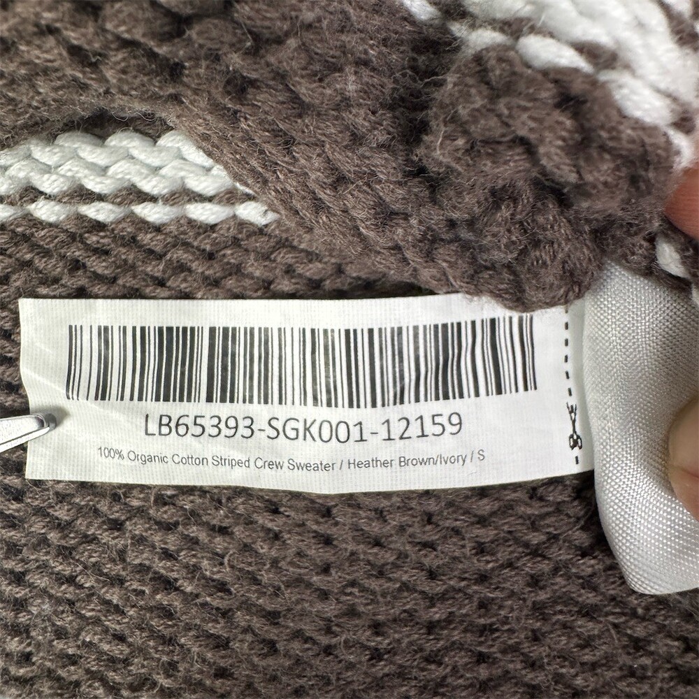 Quince Organic Cotton Striped Crew Sweater Womens Size S Brown Pullover - Picture 11 of 13